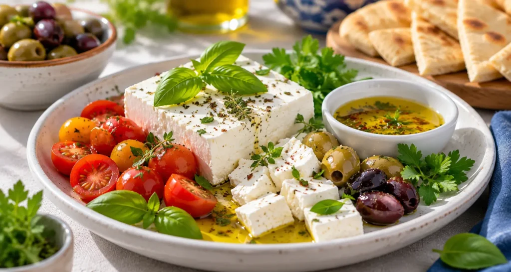 Goat cheese with herbs and cherry tomatoes